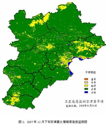 河北省遥感监测:07年12月下旬土壤墒情较好